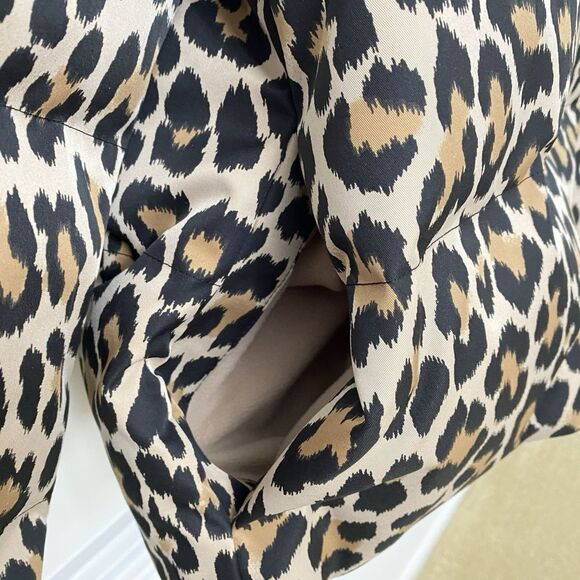 NWT Kate Spade Run Wild Leopard Puffer Ruffle Collar Jacket Women's Size 16 - Picture 7 of 16